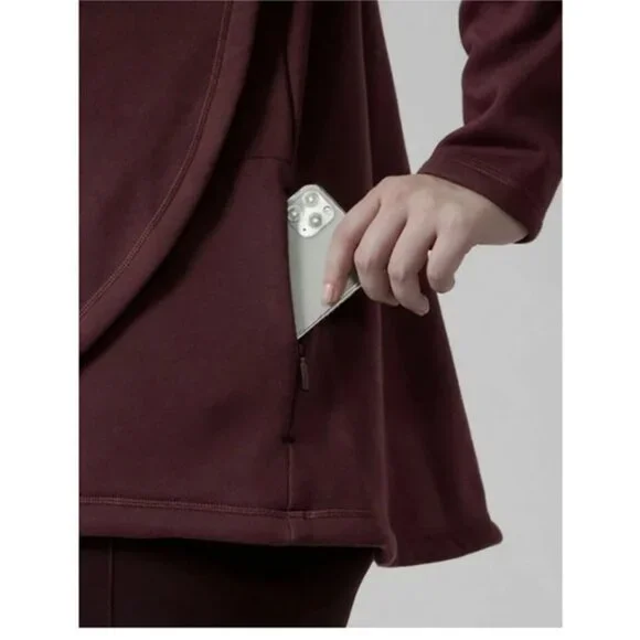 Athleta Decadent Chocolate Cozy Karma Asym Pullover size Small - Picture 7 of 16